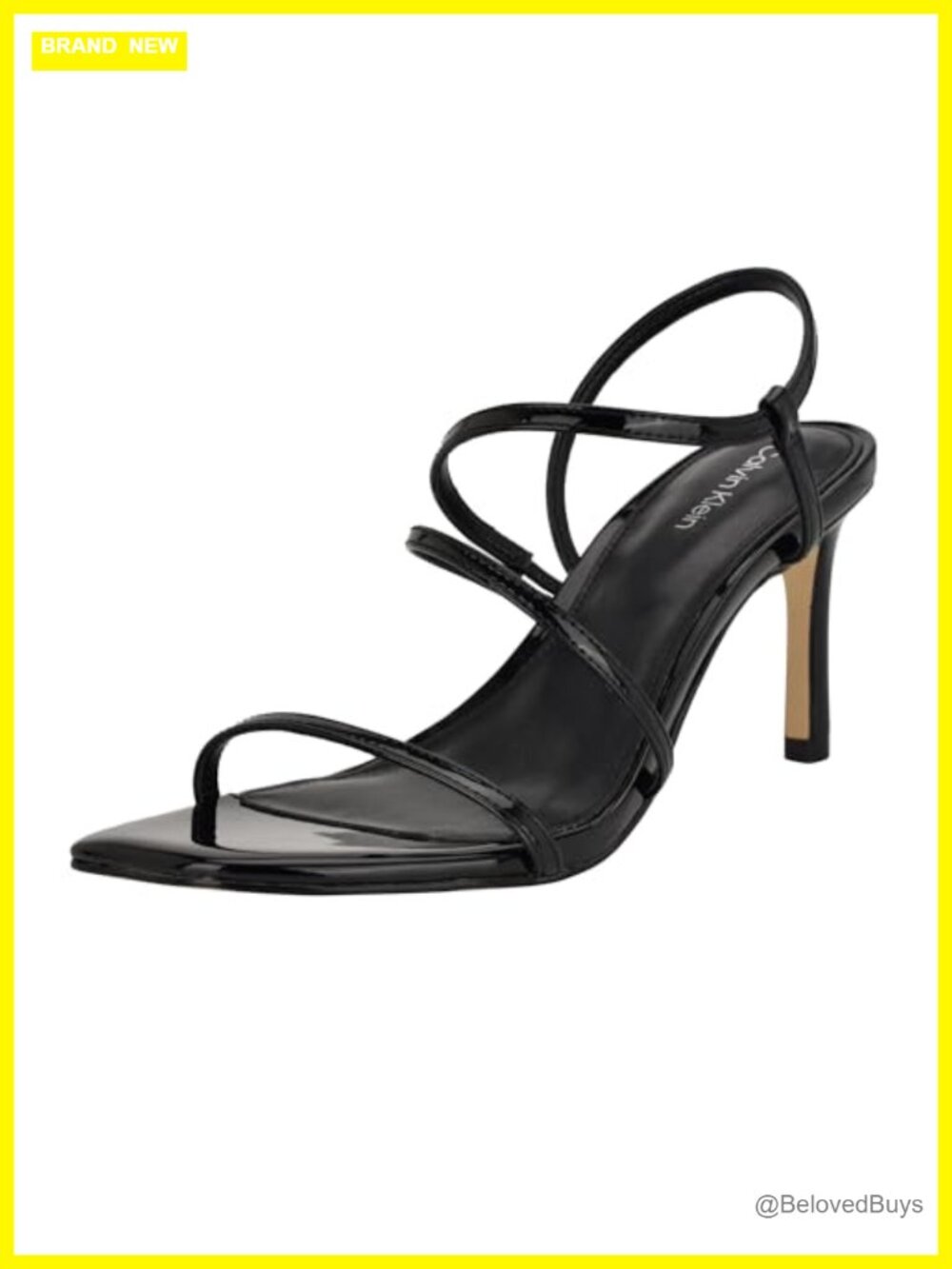 Calvin Klein Hadlee Heeled Sandals Faux Leather Stiletto Ankle Strap Slip On